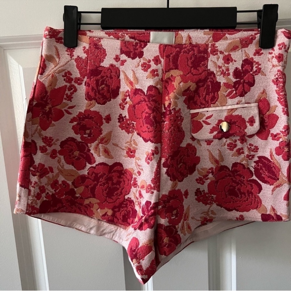 New Maeve Floral Jacquard Mini Shorts in Pink size 4 - Picture 5 of 10